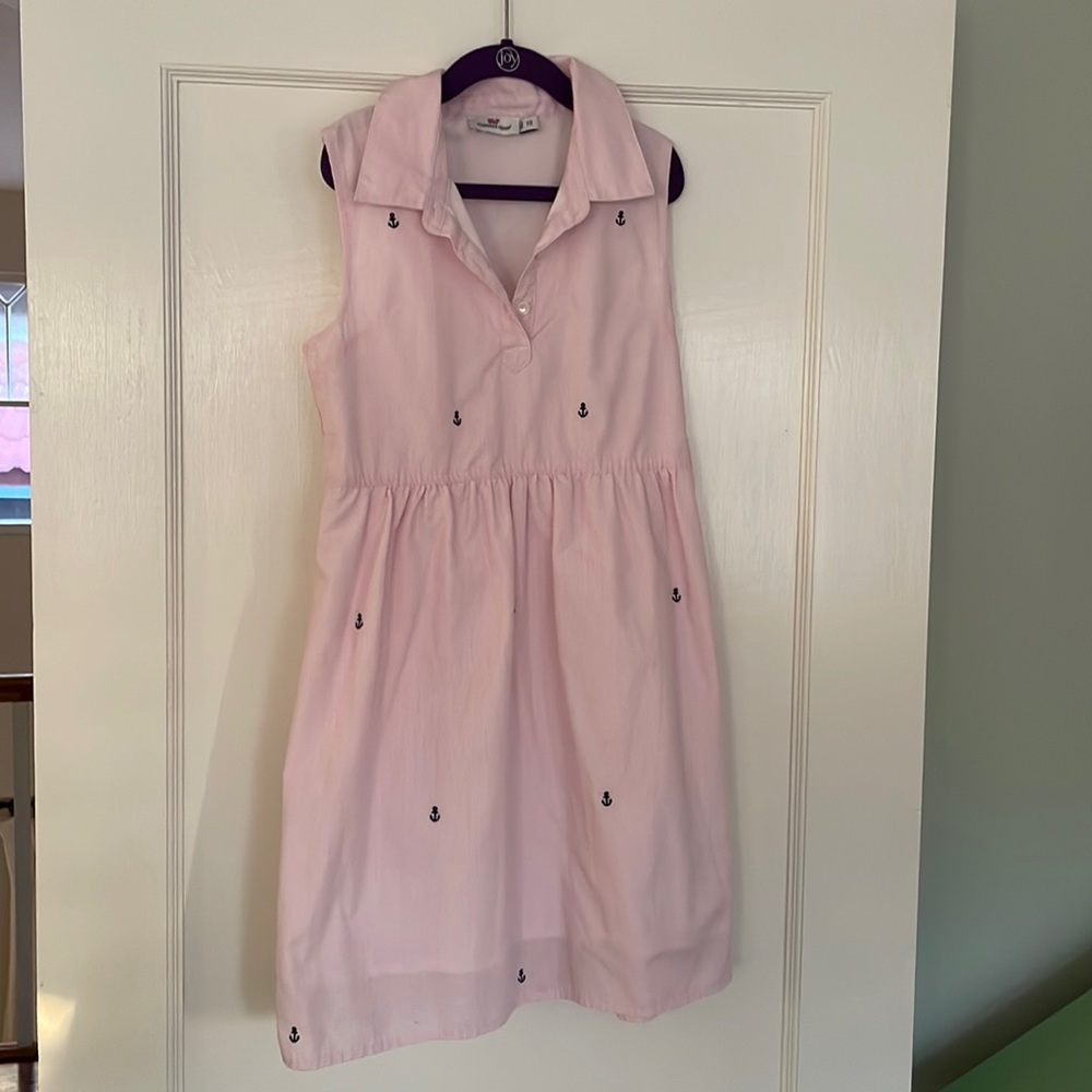 Vineyard Vines- girls size 10 pink sleeveless polo with anchors